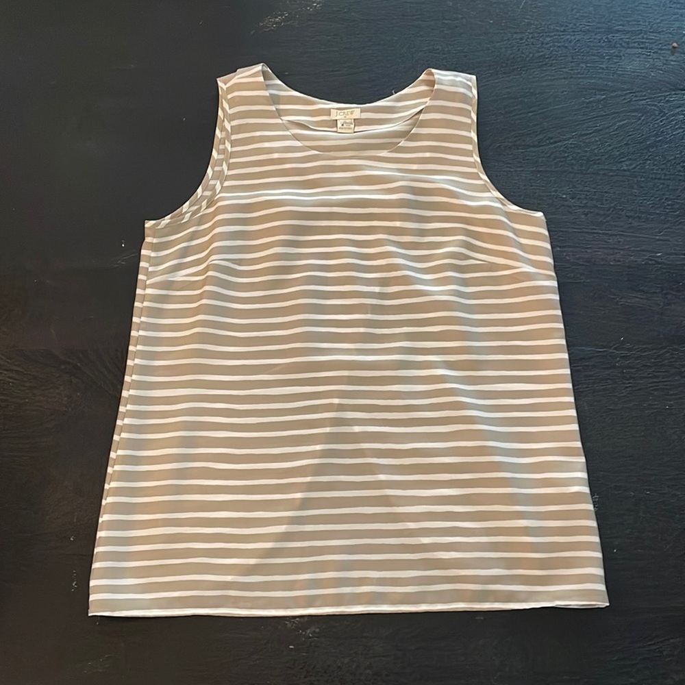 J Crew Factory Beige and White Stripe with draped open back